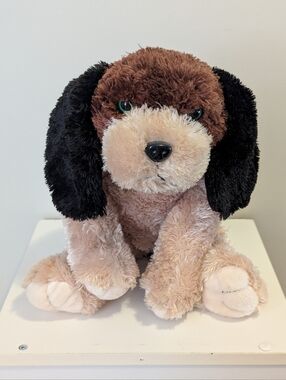 Plush Brown & Black Puppy Stuffed Animal - Soft Cuddly Toy